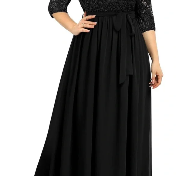 Pinup Fashion Lace Chiffon Wrap V Neck Dresse NWOT - Picture 2 of 9